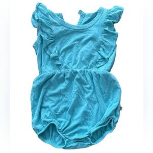 Kyte Baby Girl Romper Blue Teal Ruffled Size 6-12 Months